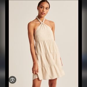 ABERCROMBIE & FITCH Women's Linen Halter Stretch Trapeze Dress Size XL